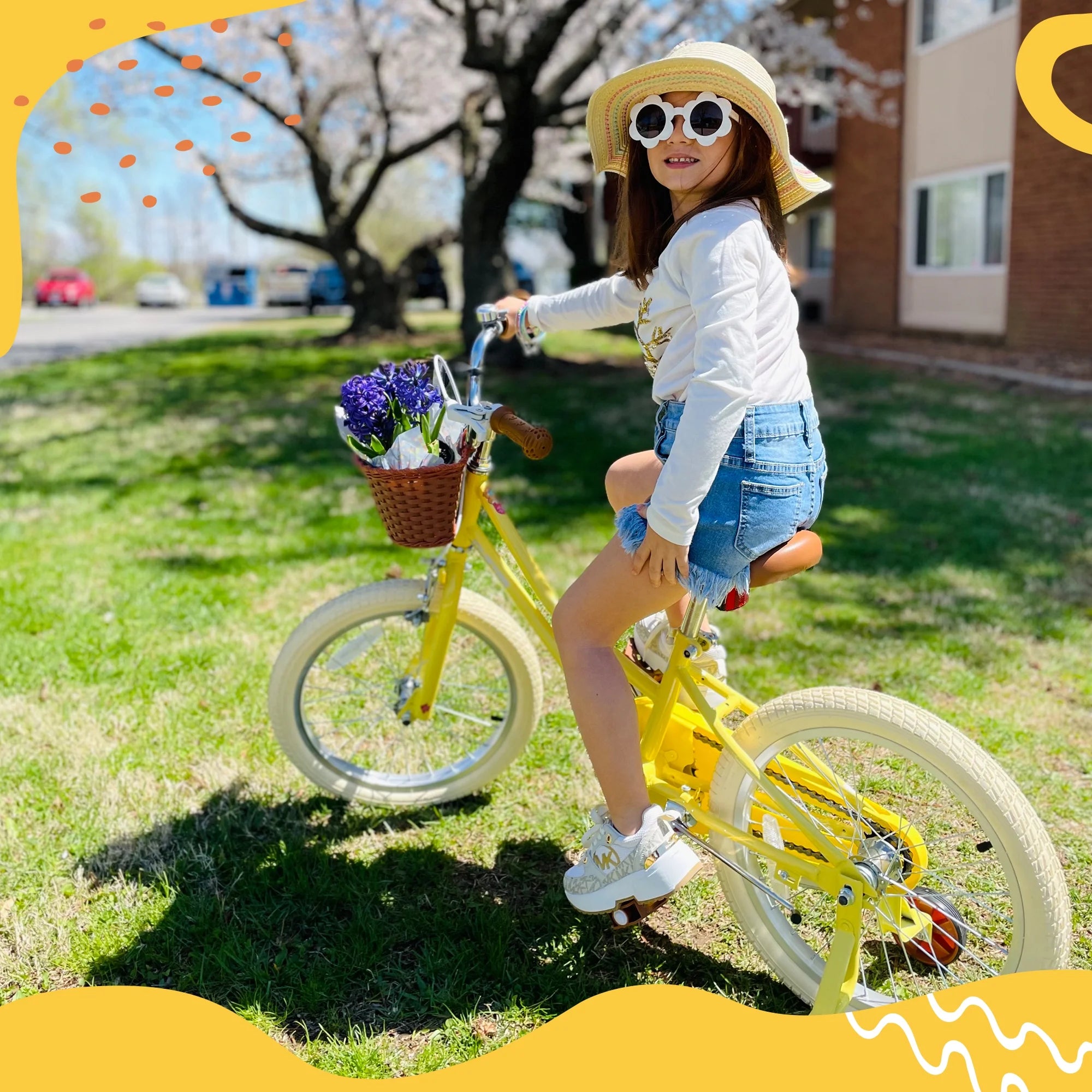 JOYSTAR Girls Bike for 2 - 12 Years Old Toddlers and Kids, 12" 14" 16" Kids Bike with Training Wheels & Basket, 20 in Kid'S Bicycle with Kickstand, Retro Style Bikes