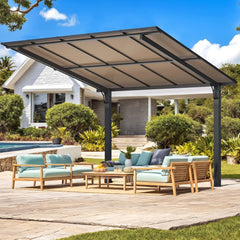 AECOJOY 10' x 10' Outdoor Gazebo Pergola Carport for Patio, Freestanding Lean to Hard Top Pergolas and Gazebos Clearance with Roof