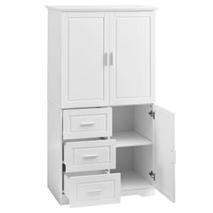 Bathroom Cabinet, 62.2" Tall Storage Cabinet with Doors and Shelves, Freestanding Linen Closet for Bathroom, Kitchen, Living Room, Grey