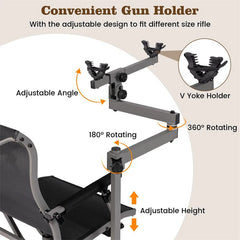 360° Swivel Hunting Chair with Adjustable Equipment Rest & Armrests, Folding All-Terrain Deer Blind Chair for Outdoor Camping, 330LBS Capacity