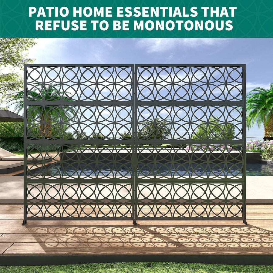 Accreate Decorative Wrought Privacy Screen - Easy Snap - Together Room Divider for Indoor/Outdoor Use, Breathable Wind - Resistant Partition with Anti - Tip Base (6x3.8ft)