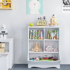 Homfa Kid'S Cubby Toy Storage Cabinet, Wood Toy Organizer of 5 Bins, Children'S White Bookcase, Toy Chest for Bedroom Living Room