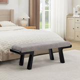 Zesthouse 47.4" Linen Upholstered Bench, Entryway Bench with Solid Wood Legs, Modern Ottoman Bench for Living Bedroom Room, Beige