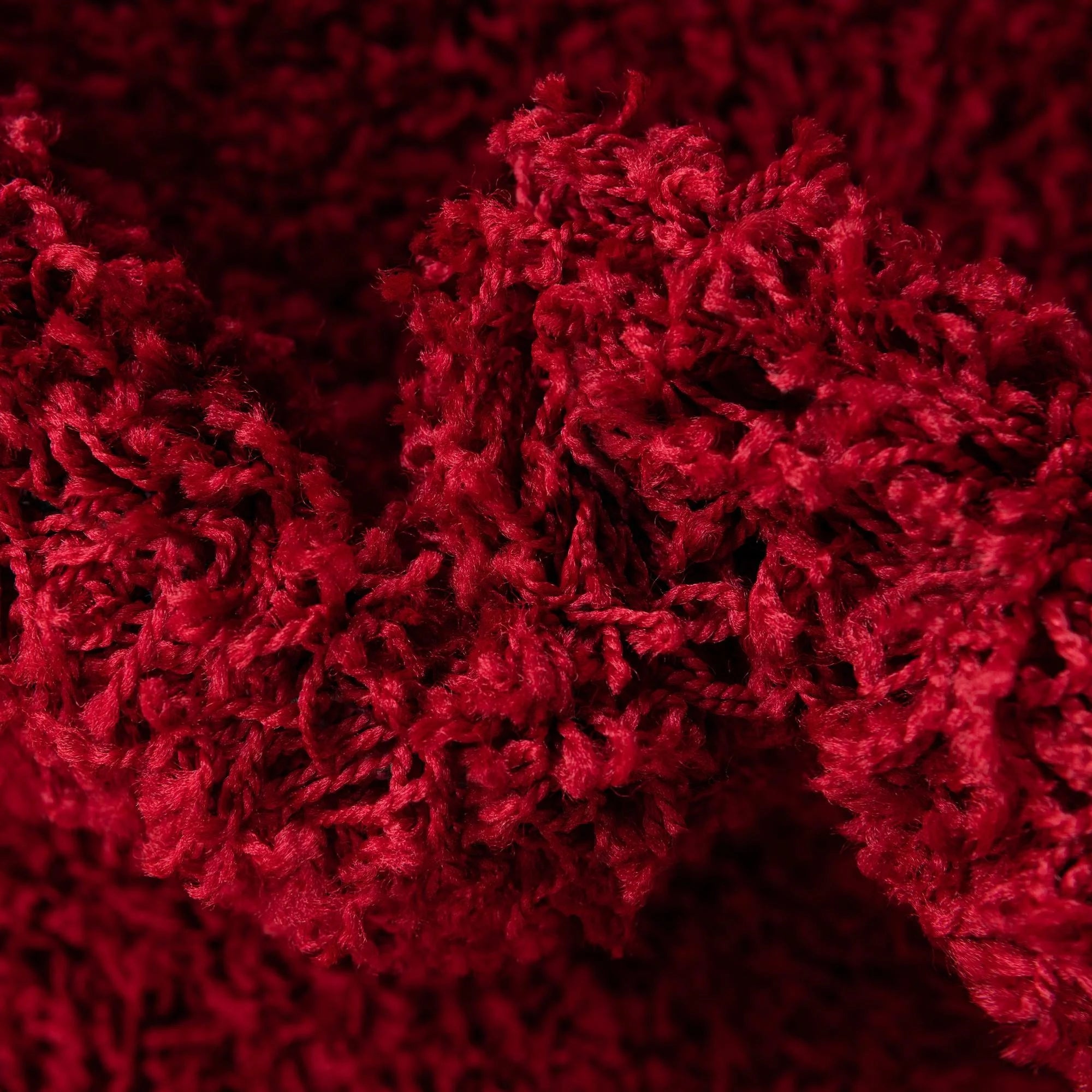 Rugs.com Solid Shag Collection Rug - 13 Ft Runner Cherry Red Shag Rug Perfect for Hallways, Entryways