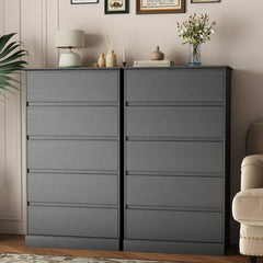 Black Dresser Bedroom Dresser, Tall Wood 5 Drawer Dresser & Chest of Drawers for Closet, Living Room Hallway Kids Bedroom