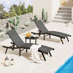 AECOJOY Outdoor Chaise Lounge, All Weather Pool Lounge Chairs Ergonomic Design (Dark Grey, 2 PCs)
