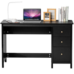 Computer Desk Study Writing Desk Home Office Workstation with 3 Drawers Black