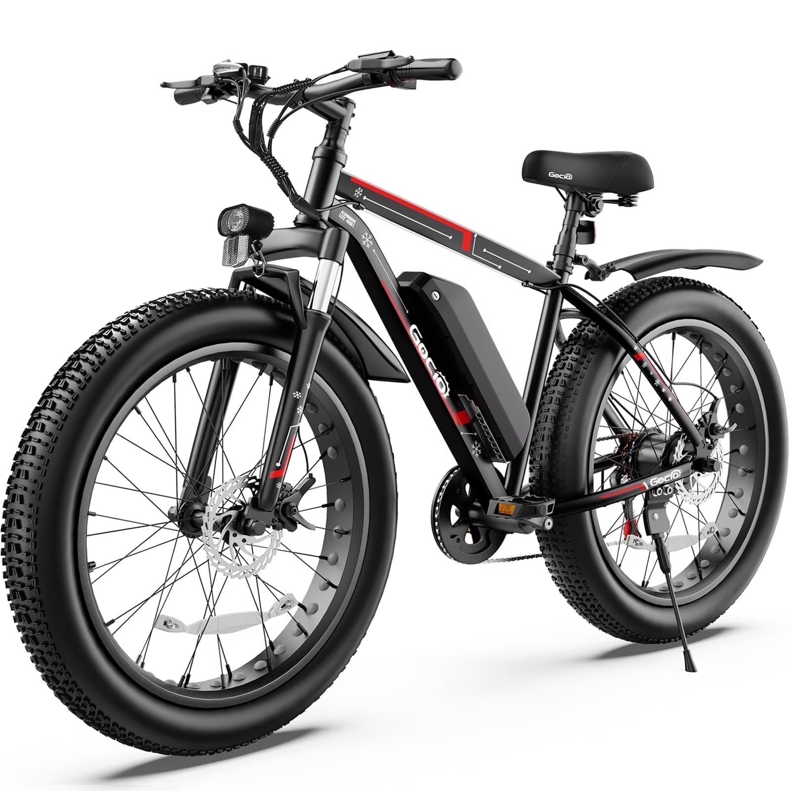 Gocio 26" 4.0 Fat Tire Electric Bike for Adults, 500W Motor, 48V 13ah Battery, Lightweight Aluminum Alloy Frame, Max 22mph Electric Mountain Bike Beach Snow Ebike for Men, Professional 7 - Speed UL2849