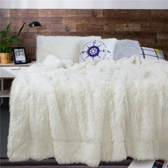 Junovo Super Soft Throw Blanket for Bed, Fluffy Cozy Plush Light Blanket, Washable Warm Furry Throw Blanket for Couch Sofa Chair Home Decor, 50"x60", Cream White