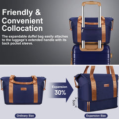 5 Piece Luggage Sets and Travel Duffel Bag, ABS Hardshell Hardside Checked Luggage with TSA Lock and Double Spinner Wheels Suitcase, Deep Blue