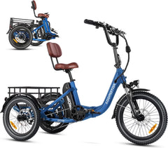 Addmotor Folding Electric Trike, 90MI Electric Tricycle for Adults, 750W 48V 20ah, CITYTRI 3 Wheel Electric Bikes, Step - Thru Etrike with Rear Speed Differential & Parking Brake, E - 310 Plus Red