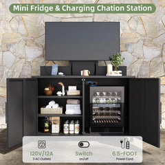 AECOJOY Outdoor Storage Cabinet with TV Mount for 40–85 Inch Tvs, Mobile TV Stand on Wheels