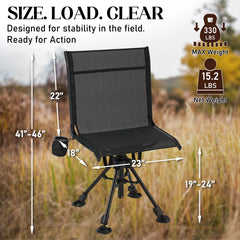 AECOJOY Hunting Chair Without Armrests, Lightweight Foldable Design, 360° Swivel for Blinds & Outdoor Use