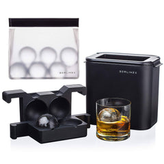 BERLINZO Premium Clear Ice Ball Maker Mold - Whiskey Ice Ball Maker Large 2.4 inch - Crystal Clear Ice Maker Sphere - Sphere Ice Mold Maker with Storage Bag