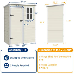 ELPOSUN Outdoor Storage Shed 6x4.5 Ft, Resin Outside Sheds & Outdoor Storage Plastic for Trash Can, Bike, Lawnmower, Generator, Tool Shed with Lockable Door for Backyard, Lawn, Patio, Grey & White
