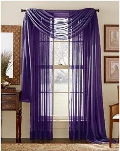 Decotex 2 Piece Solid Elegant Sheer Curtains Fully Stitched Panels Window Treatment Drape (54" x 84", Purple)
