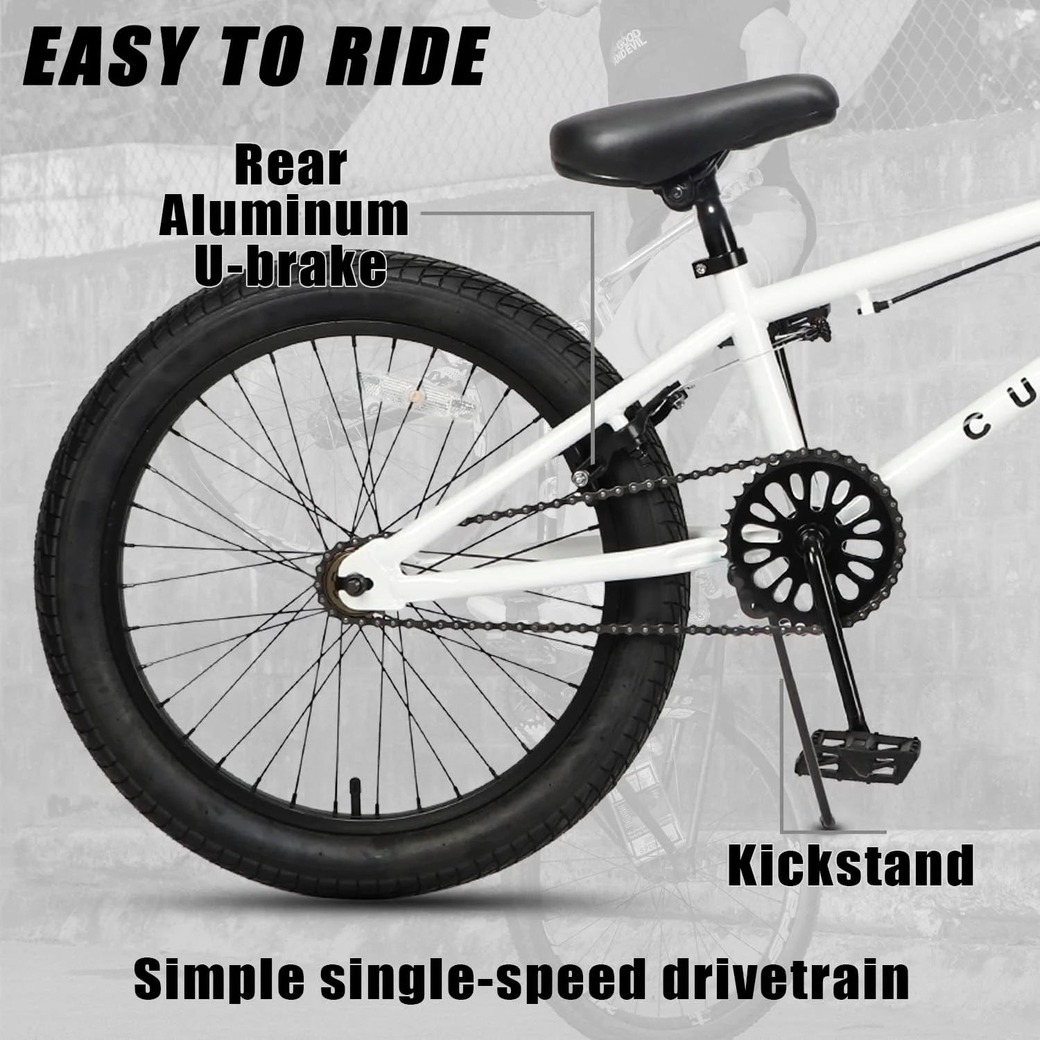 Cubsala 20 in Kids BMX Bike Freestylefor Age 6 - 14 Years Old Boys Girls with 4 Pegs, Black with Red Tires