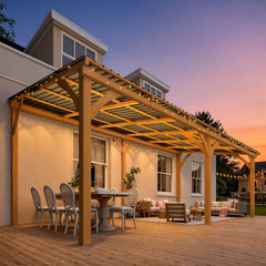 AECOJOY 20' x 10' Outdoor Wooden Gazebo, Patio Lean to Hardtop Pergolas and Gazebos