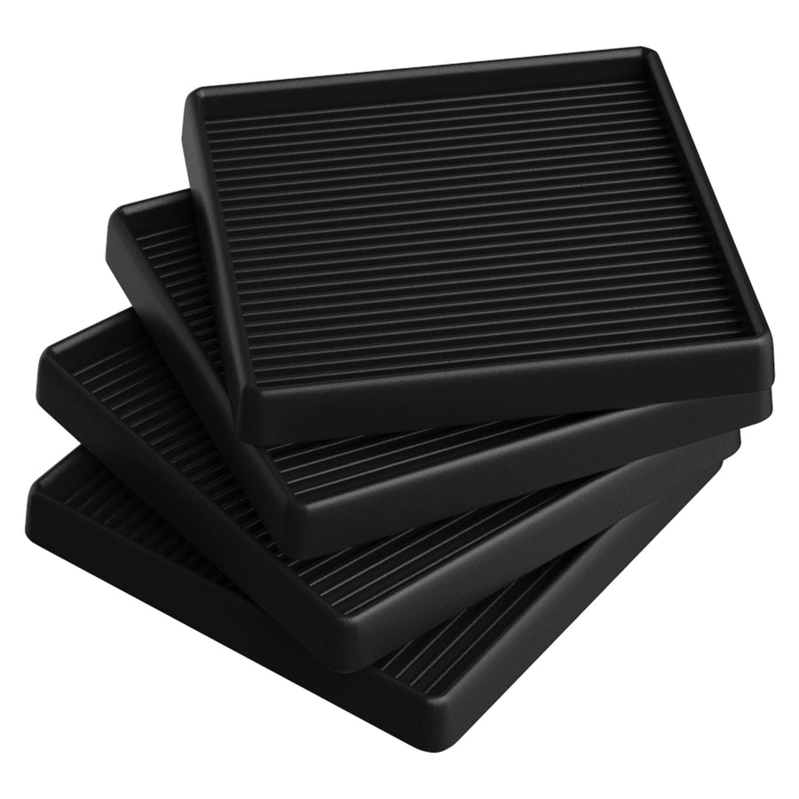 CasterMaster Non Slip Furniture Pads - 5x5 Black Square Rubber Anti Skid Caster Cups Leg Coasters - Couch, Chair, Feet, and Bed
