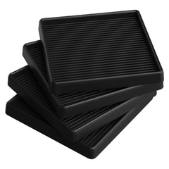 CasterMaster Non Slip Furniture Pads - 5x5 Black Square Rubber Anti Skid Caster Cups Leg Coasters - Couch, Chair, Feet, and Bed
