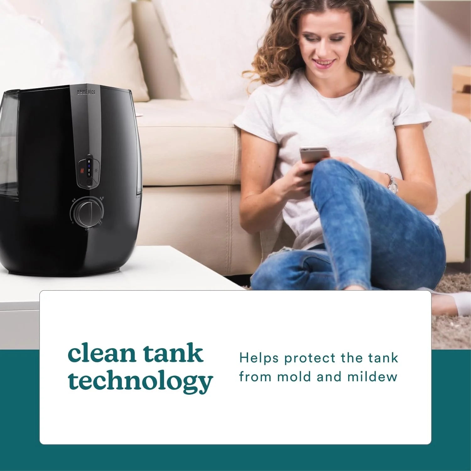 Homedics Totalcomfort Plus Ultrasonic Air Humidifier, 5.3 L Water Tank with Warm and Cool Mist for Home, Office, Nursery, Dorm, Night - Light with Auto Shutoff