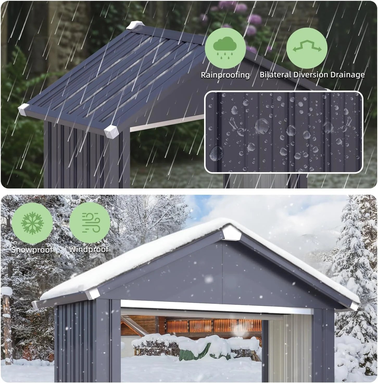 AECOJOY 5x2 Outdoor Storage Shed, Firewood Rack Waterproof Metal Tool Sheds