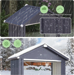 AECOJOY 5x2 Outdoor Storage Shed, Firewood Rack Waterproof Metal Tool Sheds