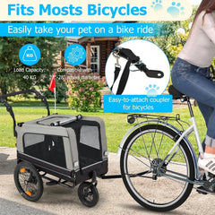 AECOJOY Dog Bike Trailer, Large 57'' Pet Bicycle Carrier for Small and Medium Dogs
