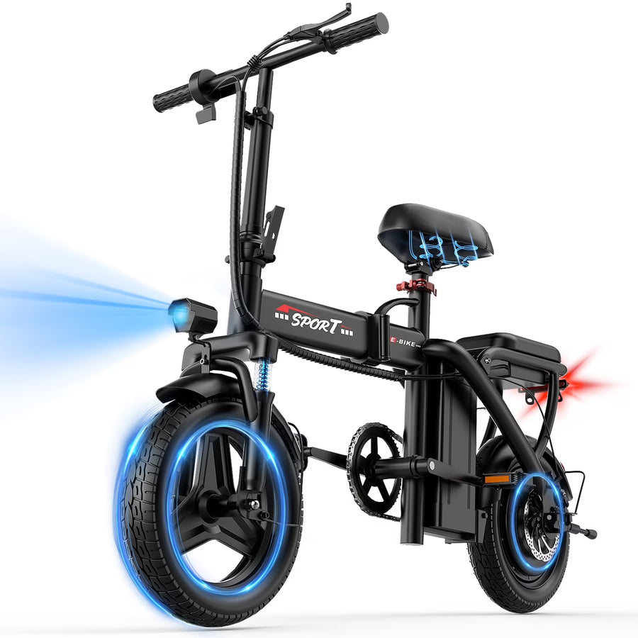ASKGO Z6 14" Electric Bike 1200W Motor, 48V/10AH E - Mountain Bike, Folding Electric Bicycle for Adult with Two Seats UL2849, Unisex, Pedal - Assist
