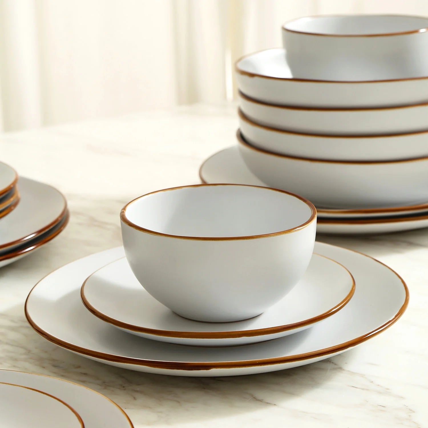 Stone + Lain Brasa Stoneware Collection Dinnerware Set, 32 - Piece Service for 8, Blue