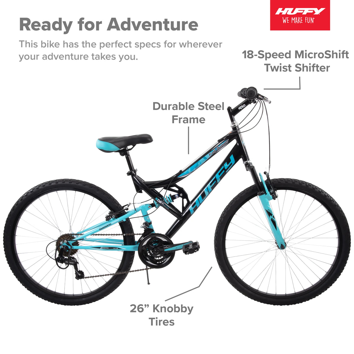 26" Trail Runner Women'S Full Suspension Mountain Bike, Black