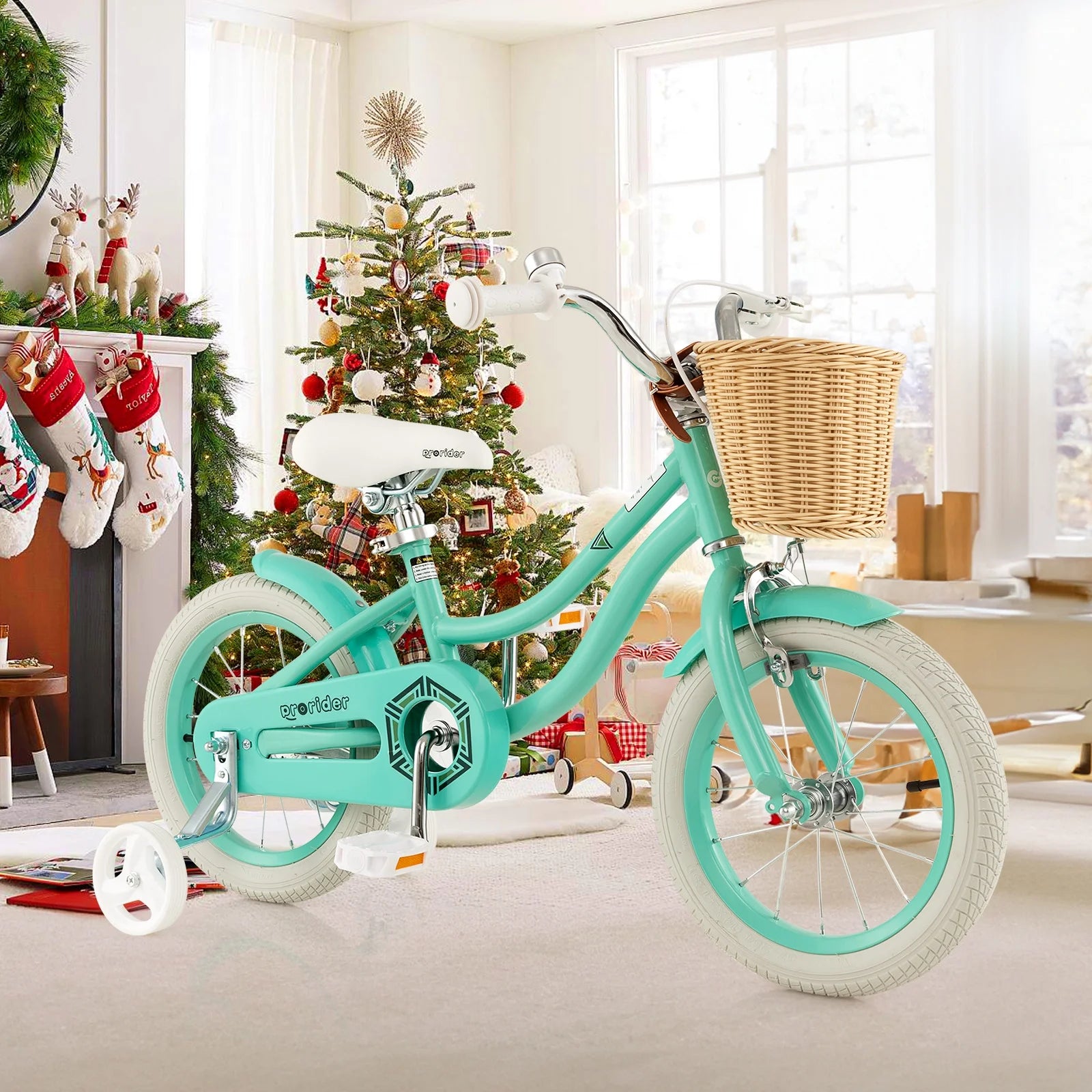 Prorider 16" Kid'S Bike with Training Wheels Adjustable Handlebar Seat Handbrake Pink