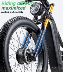 Dual Motors AWD 2000W Electric Bike for Adult 26'' UL2849 48V 30AH E - Mountain Bike 4.0 Fat Tire up to 35MPH&120miles Long Range Off - Road Ebike Dual Hydraulic Disc Brakes&Ful Suspension Electric Bicyc