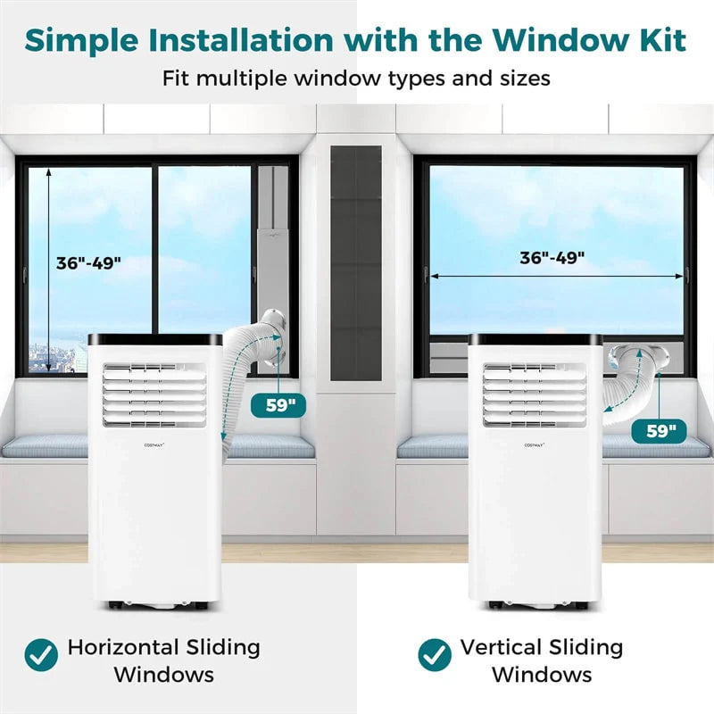 10000 BTU Portable Air Conditioner, 3-in-1 AC Unit, Fan & Dehumidifier with Sleep Mode, 24H Timer & Window Kit for Rooms up to 450 Sq. Ft