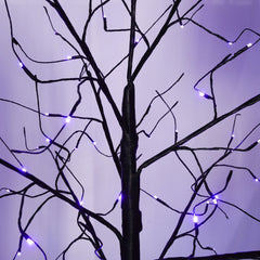 AECOJOY 3 Pac Christmas Tree with Purple Lights, 4FT 5FT and 6FT, Lighted Black Tree for Halloween Decoration