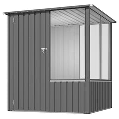 AECOJOY 5x5 FT Storage Shed, Metal Sheds & Outdoor Storage with Lockable Doors and Ventilated Mesh, Utility Garden Tool Shed