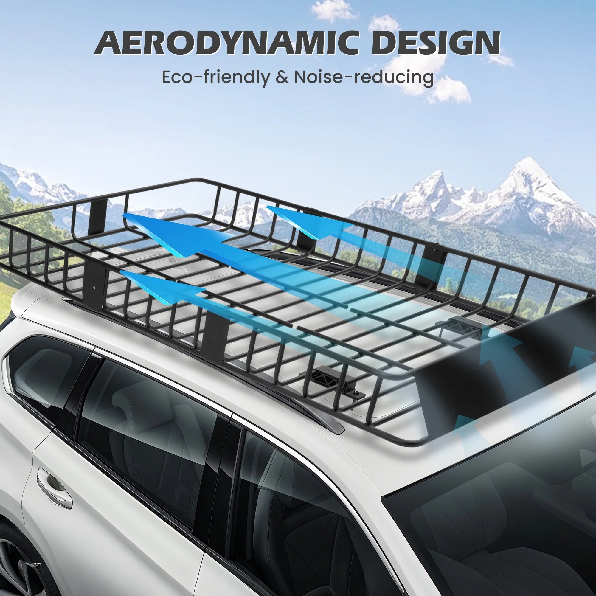Naipo Roof Rack Cargo Basket, 500 lb, 64"x39"x6"extendable Roof Luggage Holder Rack with 4 U - Bolts for SUV/RV, Camping