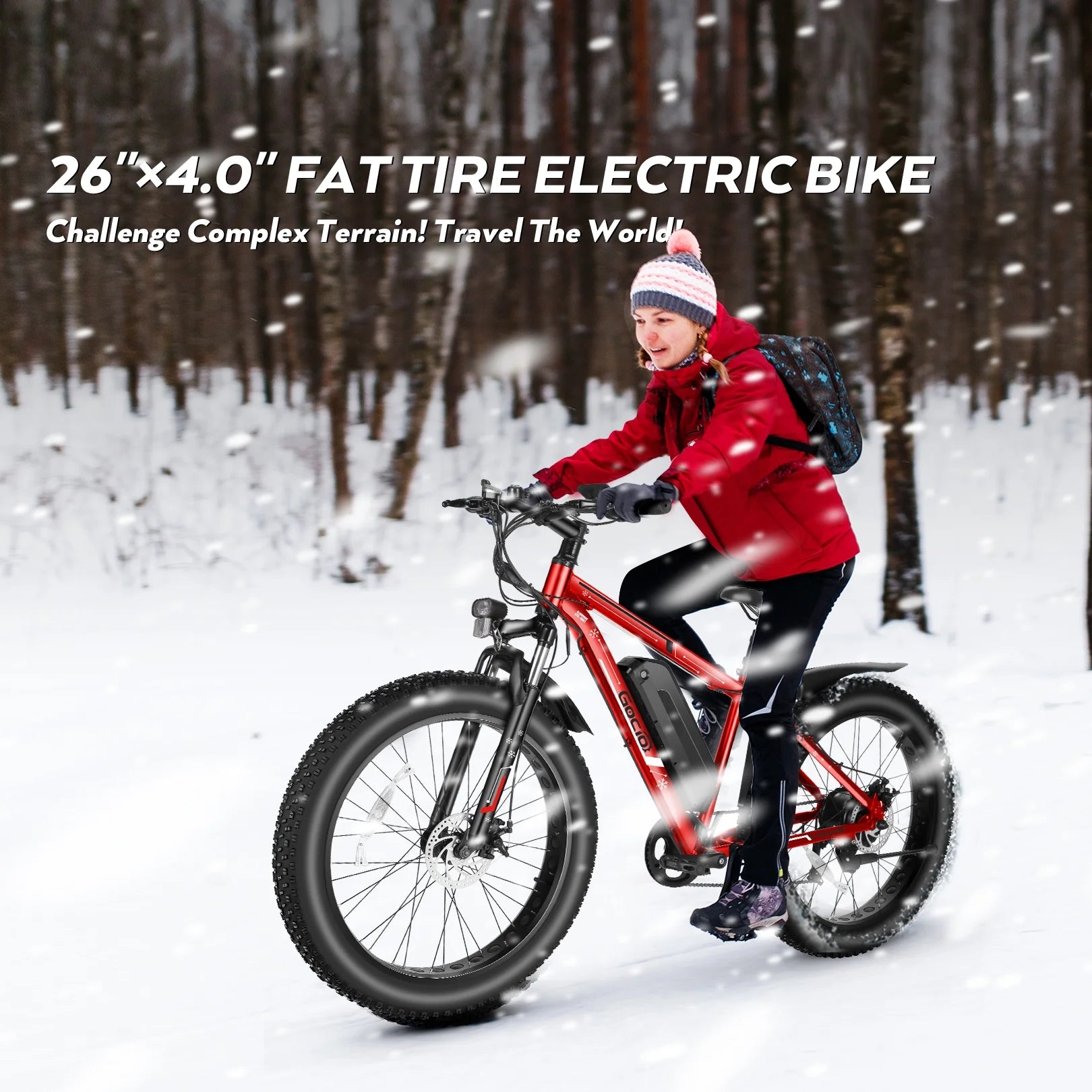 Gocio 26" 4.0 Fat Tire Electric Bike for Adults, 500W Motor, 48V 13ah Battery, Lightweight Aluminum Alloy Frame, Max 22mph Electric Mountain Bike Beach Snow Ebike for Men, Professional 7 - Speed UL2849