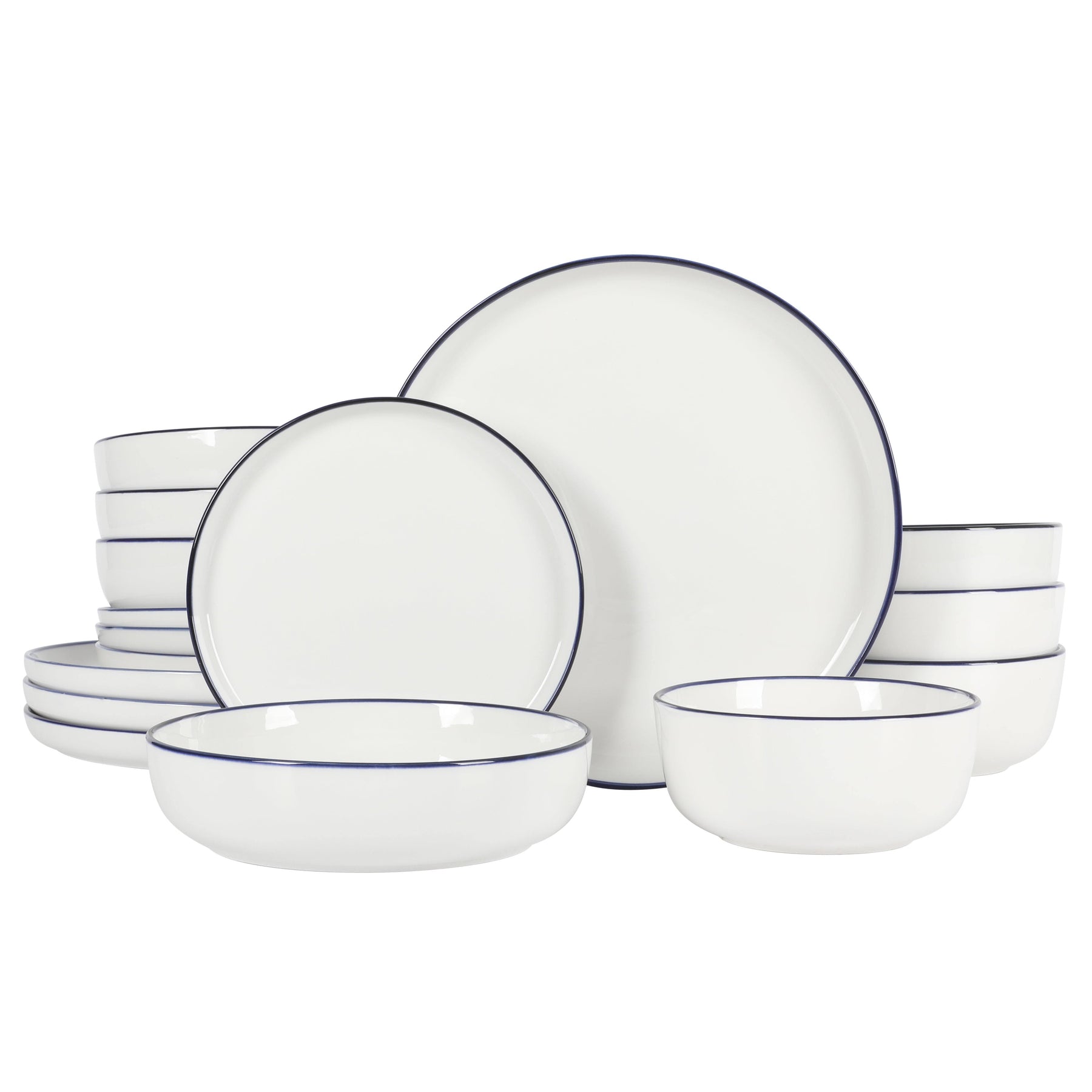 Gibson Home Oslo 16 Piece Dinnerware Set Color: White/Blue Rim