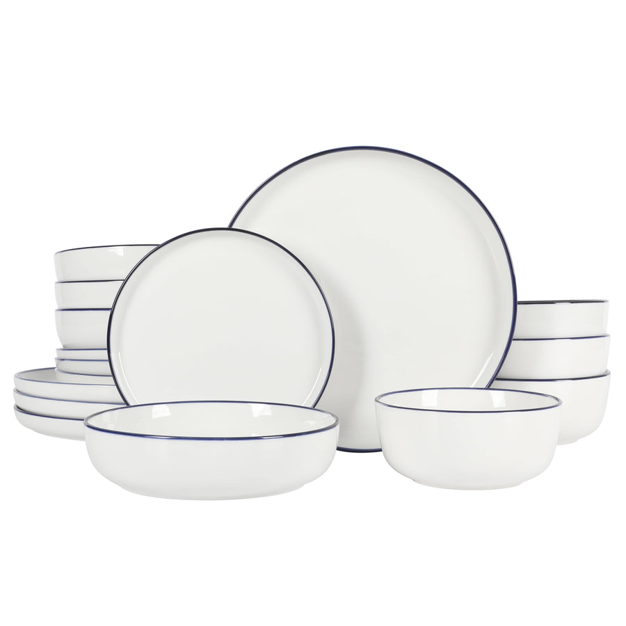 Gibson Home Oslo 16 Piece Dinnerware Set Color: White/Blue Rim