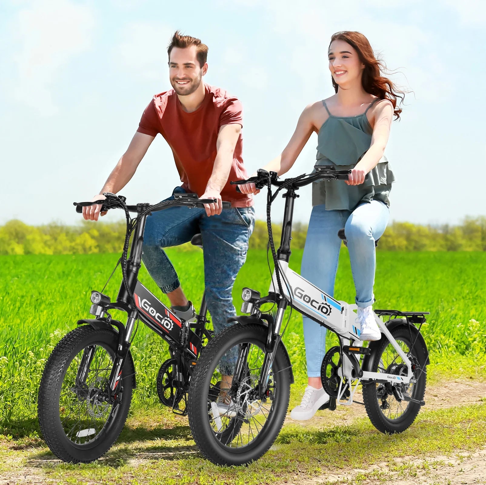 Gocio Foldable Electric Bike for Adults, Peak 750W Electric Mountain Bicycles, 20" * 2.4" Fat Tire Electric Bicycle, 375wh 48V Removable Lithium - Ion Battery, Urban Commuter Ebike Man Woman UL2849