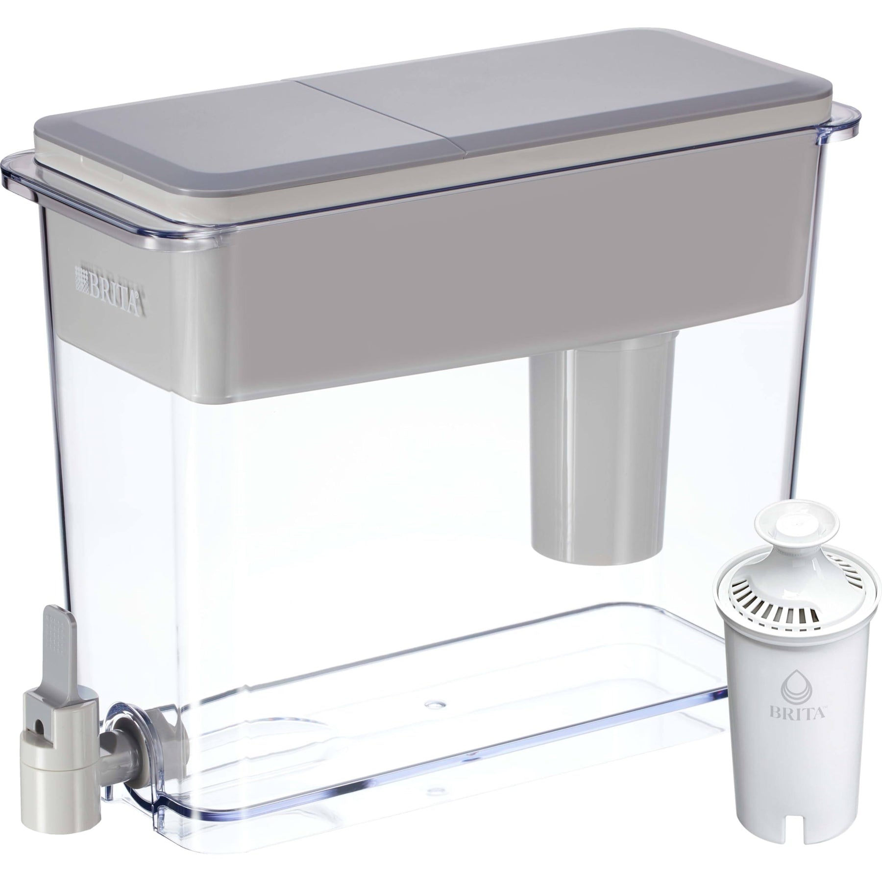 Brita XL Water Filter Dispenser for Tap and Drinking Water with 1 Standard Filter, Lasts 2 Months, 27-Cup Capacity, BPA Free, Grey, Gray