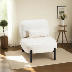 AECOJOY Mid Century Modern Accent Chair, Extra Large Teddy Upholstered Lounge Chair with Pillow