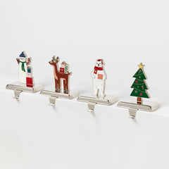 4pk Metal Holiday Character Christmas Stocking Holder Snowman/Tree/Deer/Polar Bear - Wondershop