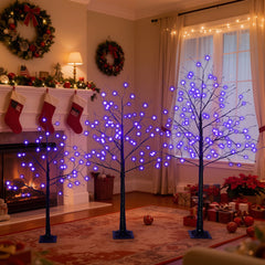 AECOJOY 3 Pac Christmas Tree with Purple Lights, 4FT 5FT and 6FT, Lighted Black Tree for Halloween Decoration