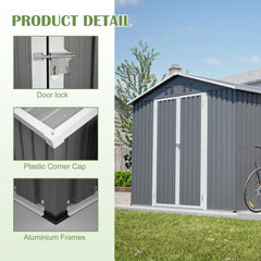 AECOJOY 8x12 FT Outdoor Metal Storage Shed with Additional Side Door, Large Tool Shed with 2 Lockable Doors