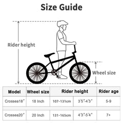 Cubsala 20 in Kids BMX Bike Freestylefor Age 6 - 14 Years Old Boys Girls with 4 Pegs, Black with Red Tires