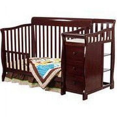 Dream on Me Brody 5 - in - 1 Convertible Crib with Changer. Cherry