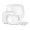 Corelle Cherish 16 - Piece Embossed Square Glass Dinnerware Set (Service for 4)