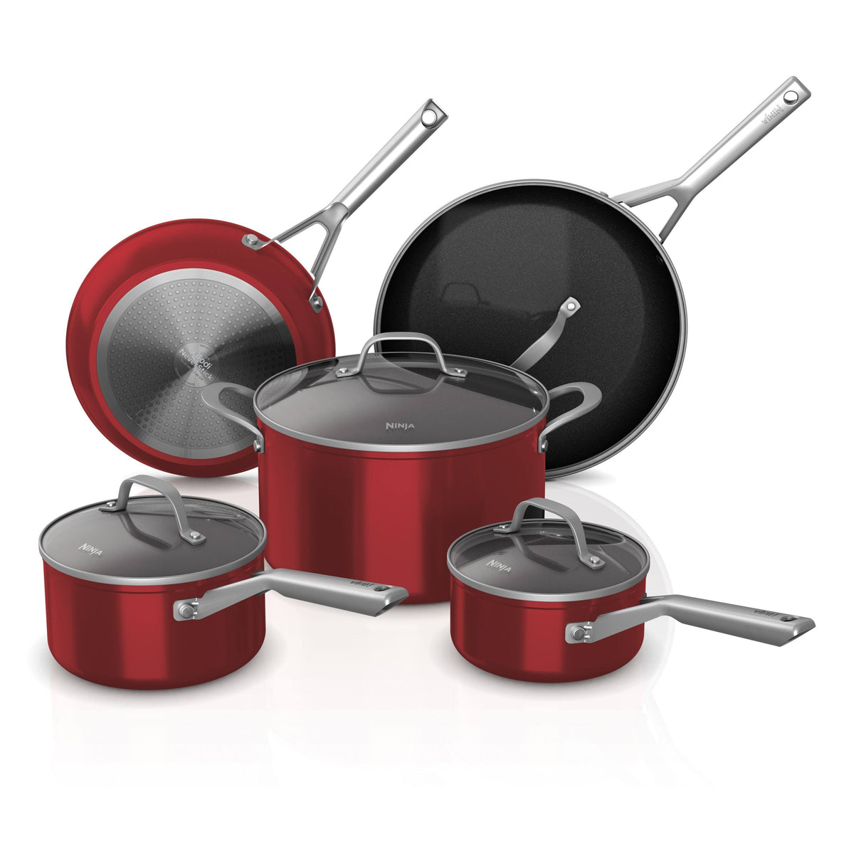 Ninja Foodi NeverStick Essential 9-Piece Cookware Set - Red